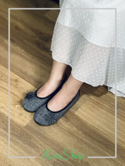پاپوش گلدار رنگی کف چرم جلو بسته