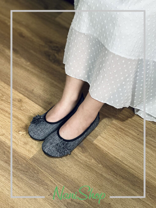 پاپوش گلدار رنگی کف چرم جلو بسته