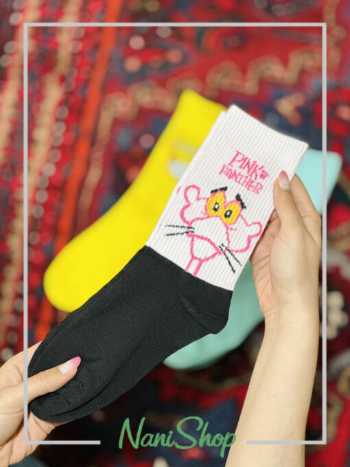 جوراب ساقدار طرح پلنگ صورتی برند وارداتی
