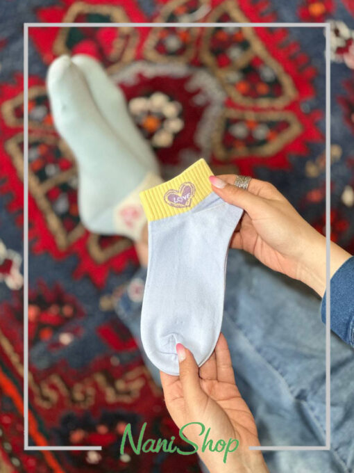 جوراب مچی لبه کبریتی طرح قلب رنگی