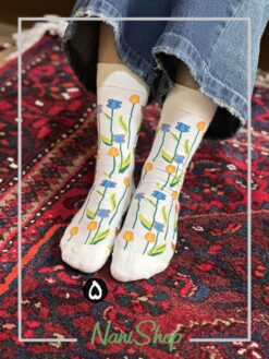 جوراب ساقدار سوپر نخ پنبه طرح گل گلی