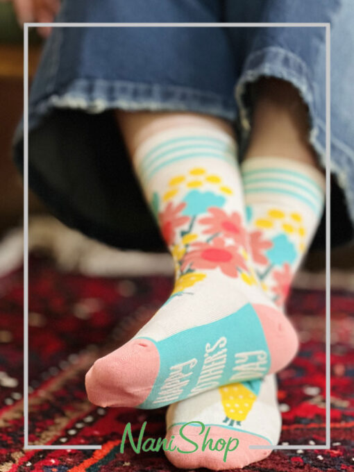جوراب ساقدار سوپر نخ پنبه طرح گل گلی