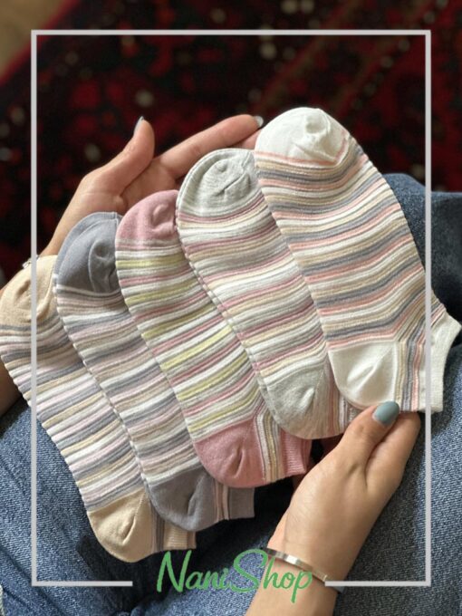 جوراب مچی نخی شیشه ای طرح رینگی