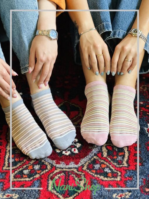 جوراب مچی نخی شیشه ای طرح رینگی