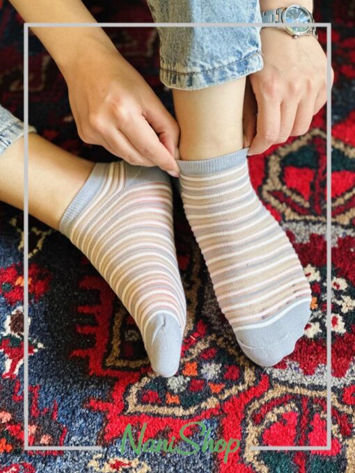 جوراب مچی نخی شیشه ای طرح رینگی