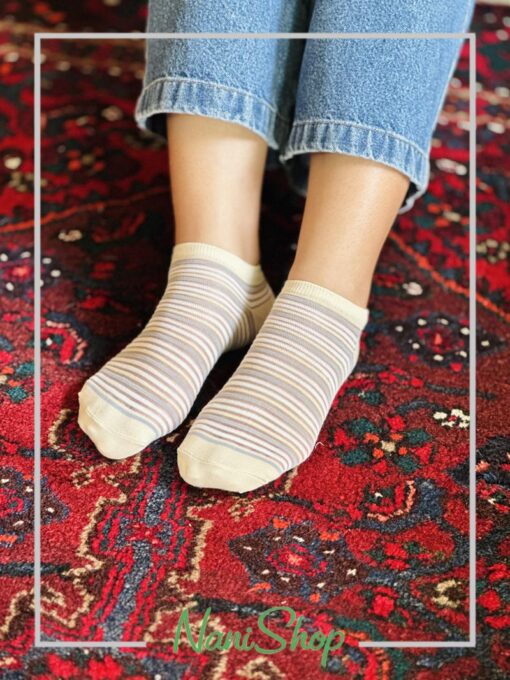 جوراب مچی نخی شیشه ای طرح رینگی