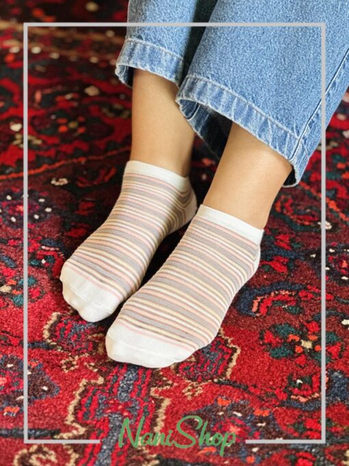 جوراب مچی نخی شیشه ای طرح رینگی