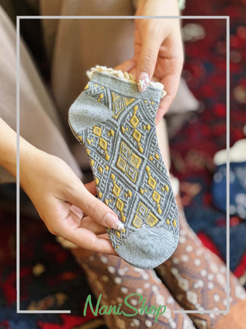 جوراب مچی لب گیپور طرح خشتی
