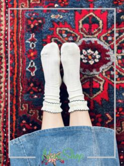 جوراب ساقدار نخ پنبه لبه چین دار