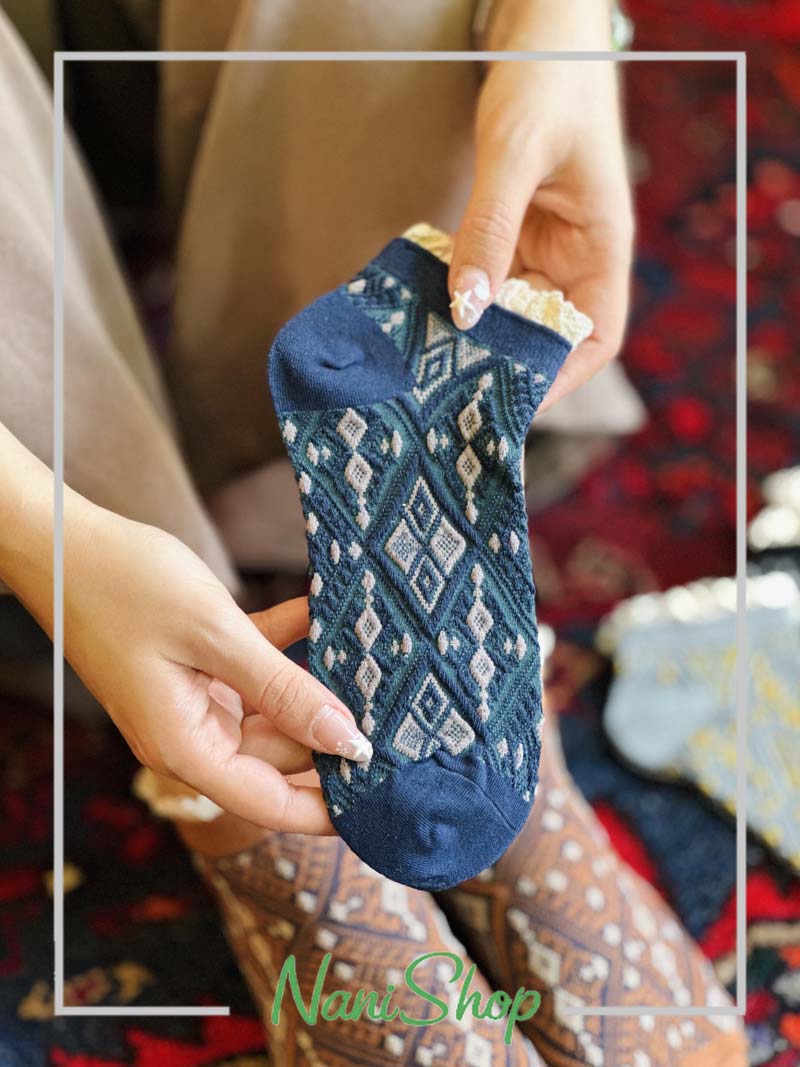 جوراب مچی لب گیپور طرح خشتی
