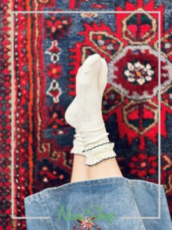 جوراب ساقدار نخ پنبه لبه چین دار
