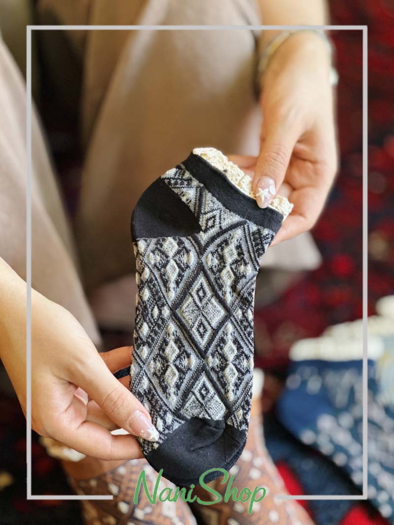 جوراب مچی لب گیپور طرح خشتی