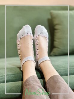 جوراب مچی شیشه ای کف نخی طرح شکوفه