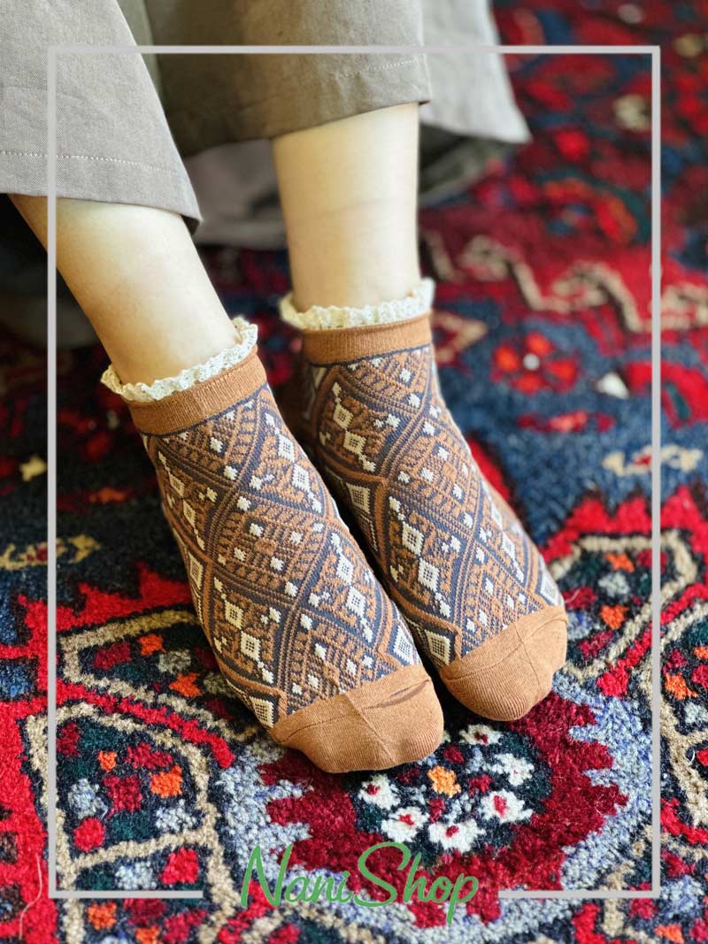 جوراب مچی لب گیپور طرح خشتی