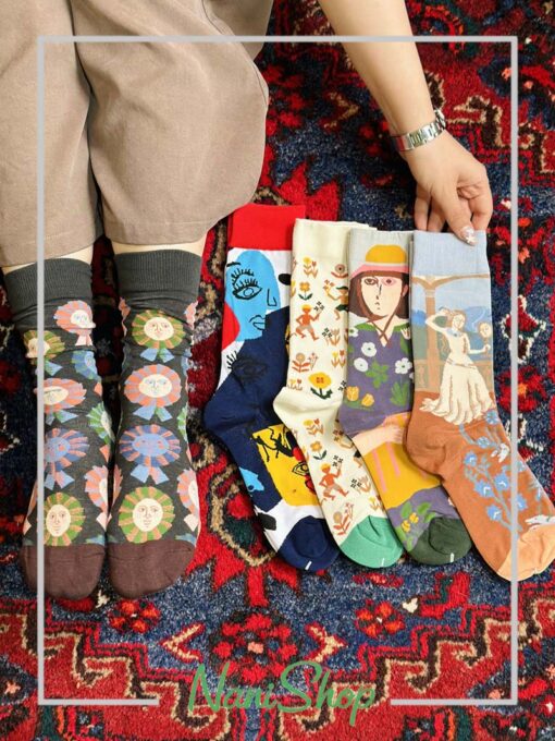 جوراب ساقدار نخ پنبه طرح لیدی