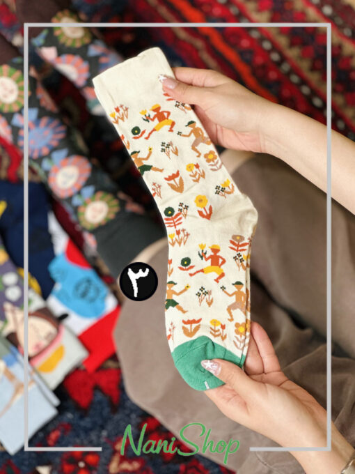 جوراب ساقدار نخ پنبه طرح لیدی