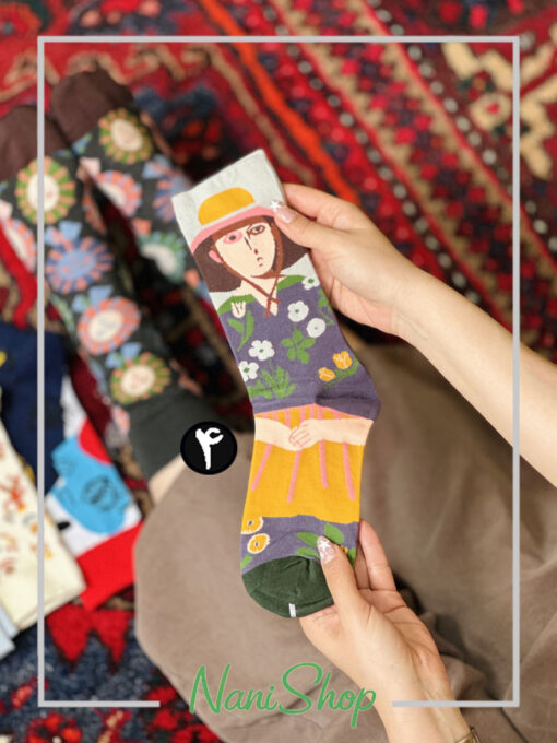 جوراب ساقدار نخ پنبه طرح لیدی