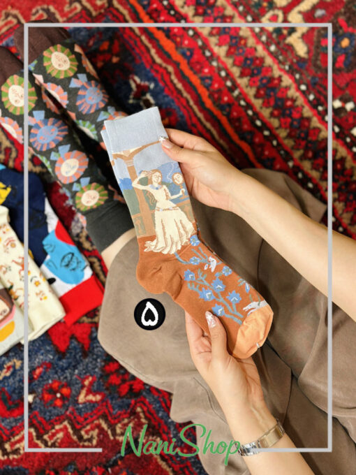 جوراب ساقدار نخ پنبه طرح لیدی