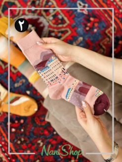 جوراب ساقدار نخ پنبه طرح آپارتمان
