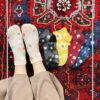 جوراب مچی طرح گل گلی برگی