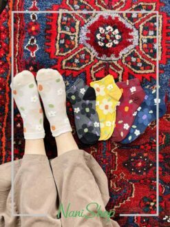 جوراب مچی طرح گل گلی برگی