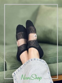 جوراب قوزکی کف نخی رویه شیشه ای طرح خرسی