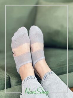 جوراب قوزکی کف نخی رویه شیشه ای طرح خرسی