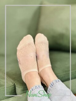 جوراب قوزکی کف نخی رویه شیشه ای طرح خرسی