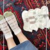 جوراب مچی نخ پنبه شیشه ای طرح گل برجسته