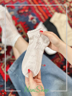 جوراب مچی نخ پنبه طرح پاپیون کبریتی