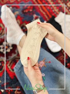 جوراب مچی نخ پنبه طرح پاپیون کبریتی
