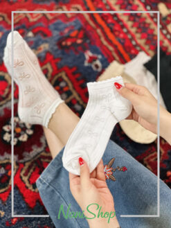 جوراب مچی نخ پنبه طرح پاپیون کبریتی