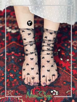 جوراب ساقدار شیشه ای پینترستی طرح پاپیون خالدار