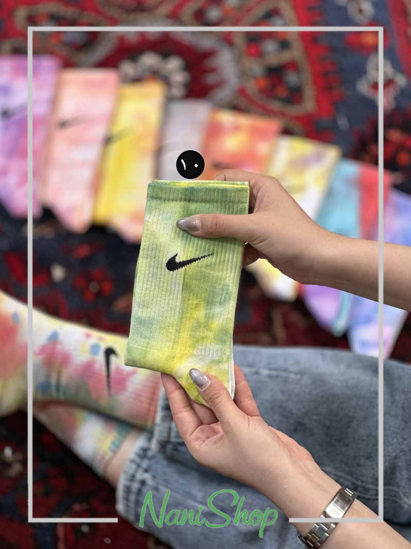 جوراب ساقدار آبرنگی کبریتی طرح نایک برند پاتریس