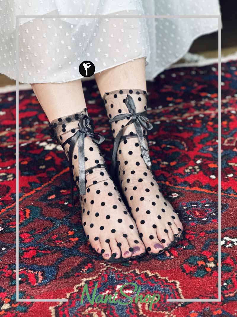 جوراب ساقدار شیشه ای پینترستی طرح پاپیون خالدار