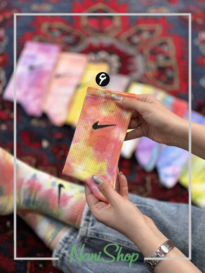 جوراب ساقدار آبرنگی کبریتی طرح نایک برند پاتریس