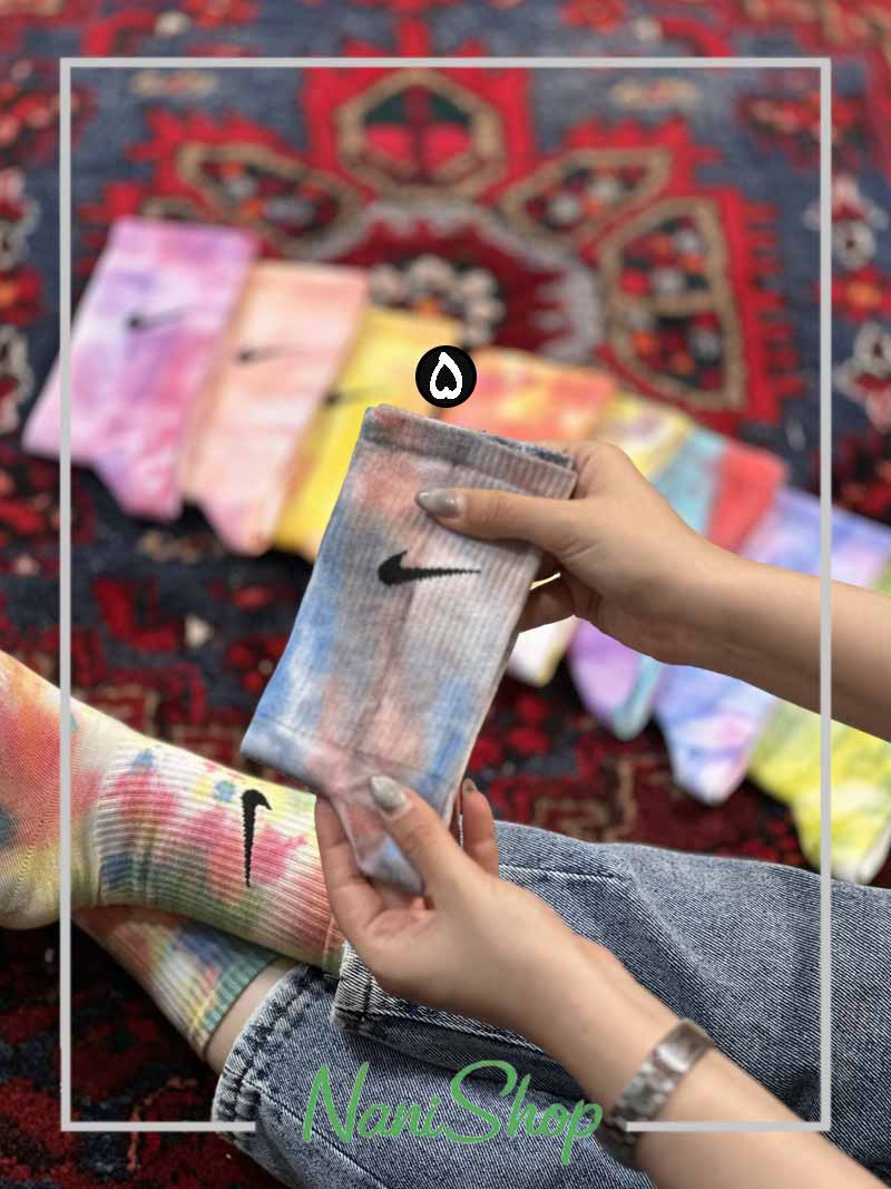 جوراب ساقدار آبرنگی کبریتی طرح نایک برند پاتریس