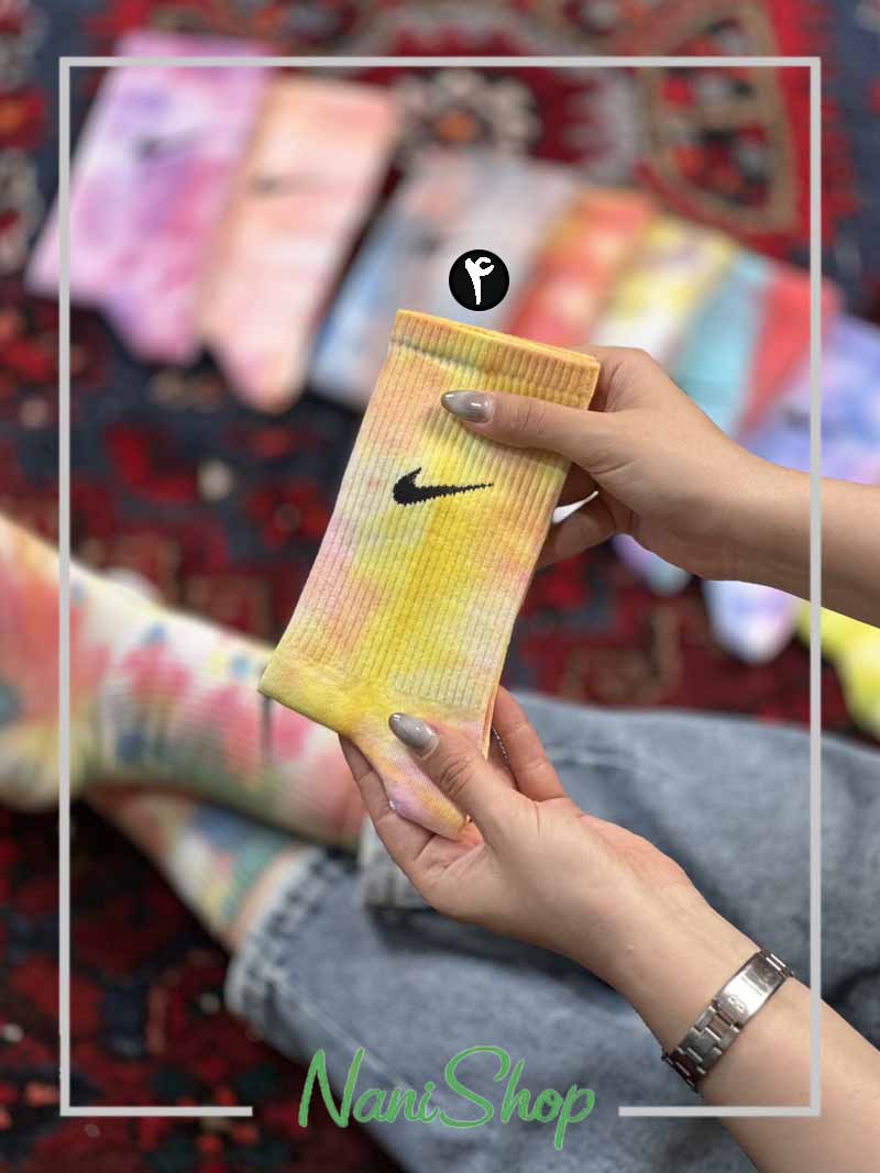 جوراب ساقدار آبرنگی کبریتی طرح نایک برند پاتریس