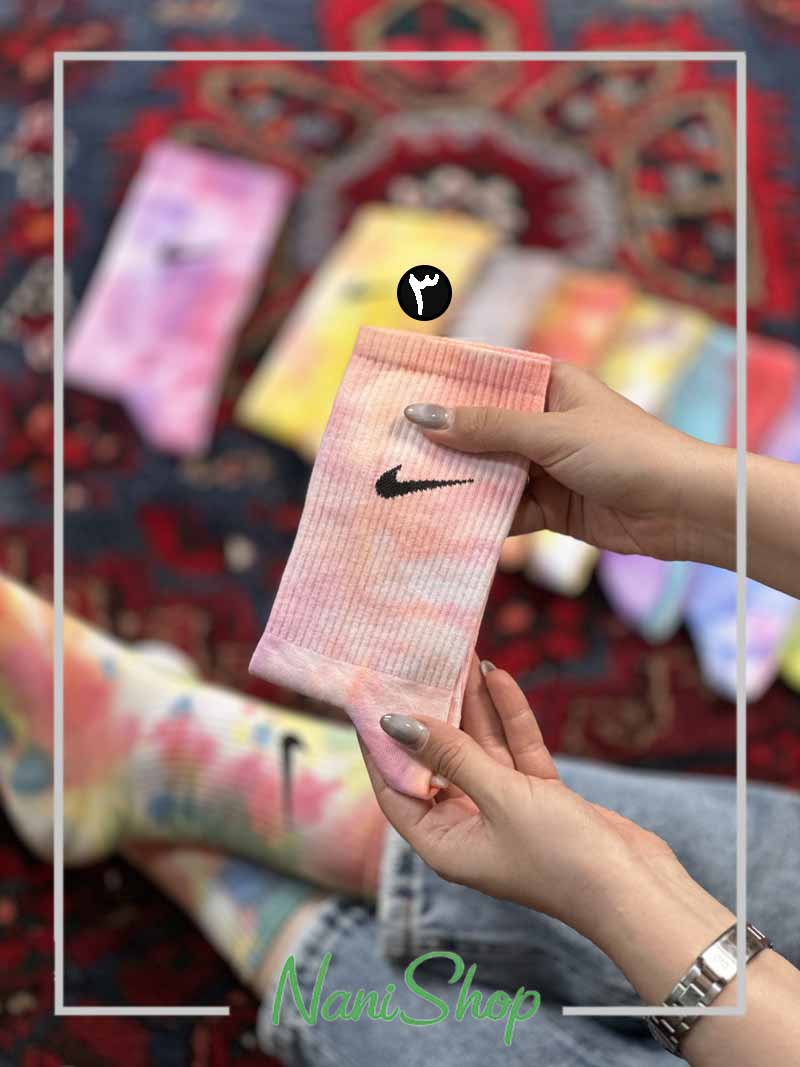 جوراب ساقدار آبرنگی کبریتی طرح نایک برند پاتریس