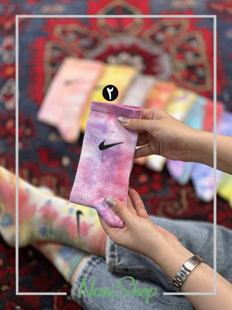 جوراب ساقدار آبرنگی کبریتی طرح نایک برند پاتریس