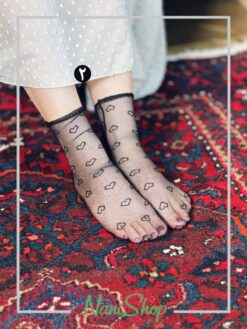 جوراب ساقدار شیشه ای پینترستی طرح پاپیون خالدار