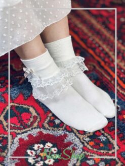 جوراب نیم ساق تور دار طرح گل ریز