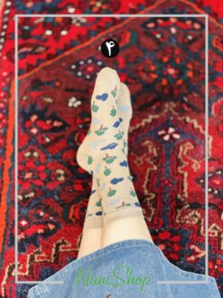 جوراب ساقدار طرح گل بیسکویتی برند کالزی لند