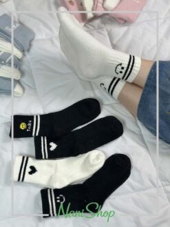 جوراب ساقدار حوله ای طرح قلبی اسمایل