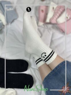 جوراب ساقدار حوله ای طرح قلبی اسمایل