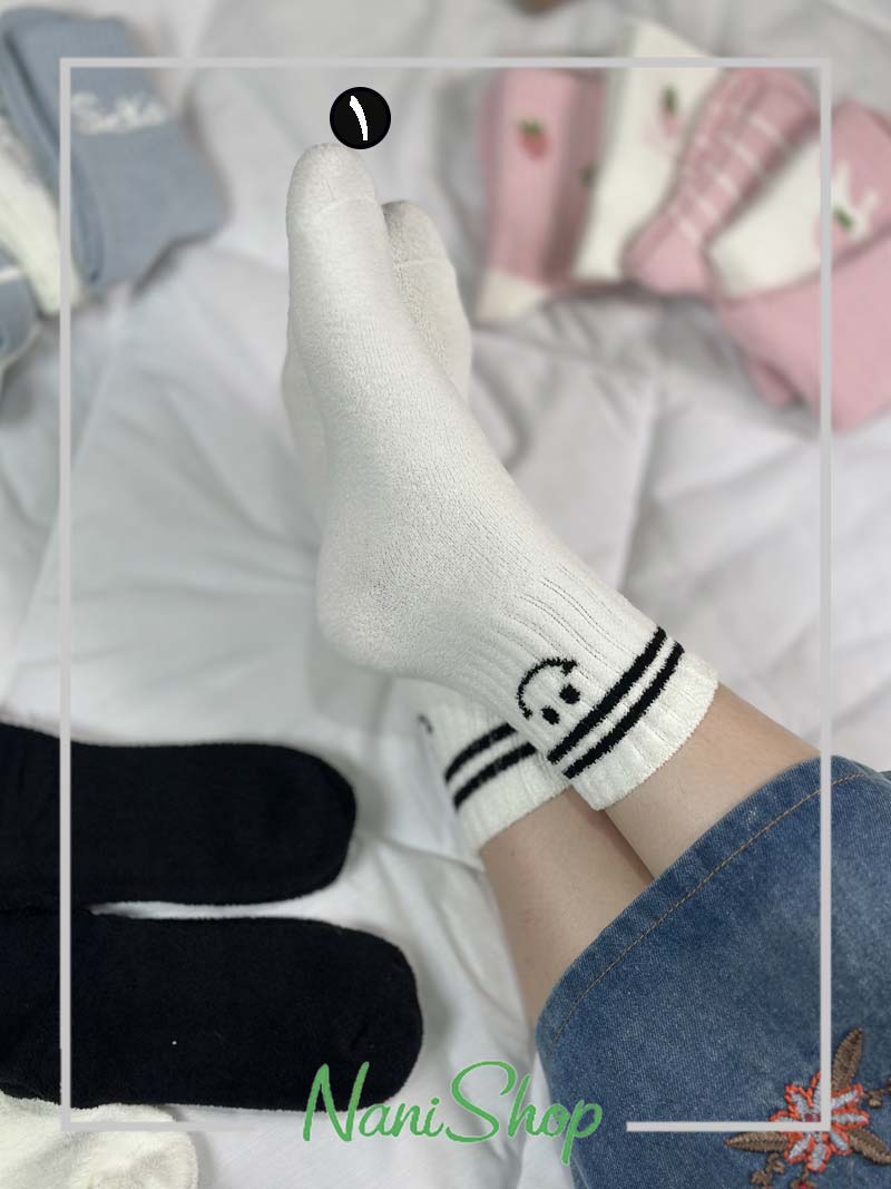جوراب ساقدار حوله ای طرح قلبی اسمایل