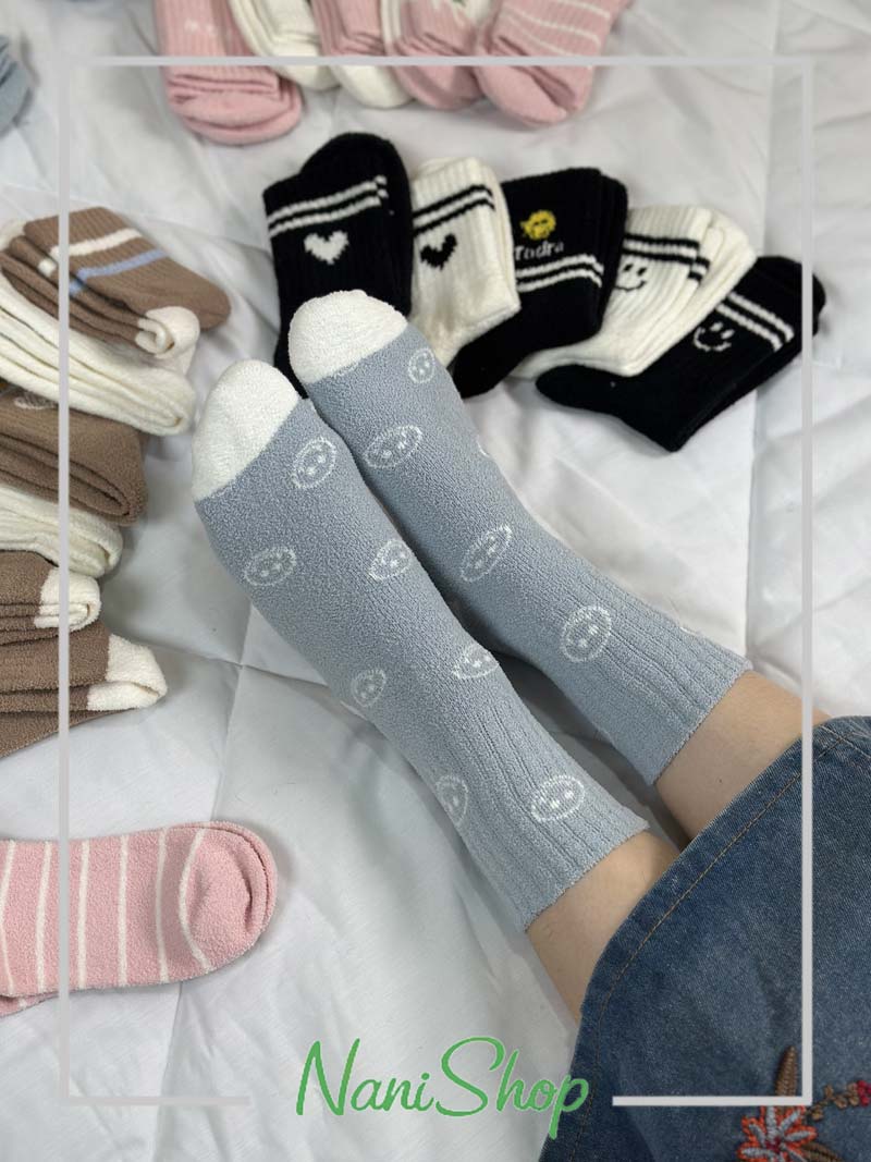 جوراب ساقدار حوله ای طرح رینگی Smile