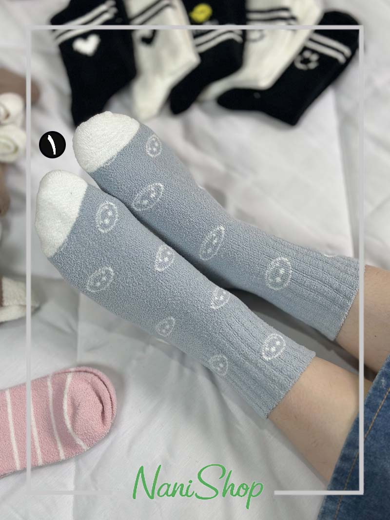 جوراب ساقدار حوله ای طرح رینگی Smile