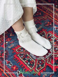 جوراب نیم ساق تور دار طرح گل ریز