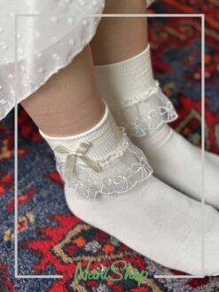 جوراب نیم ساق تور دار طرح گل ریز